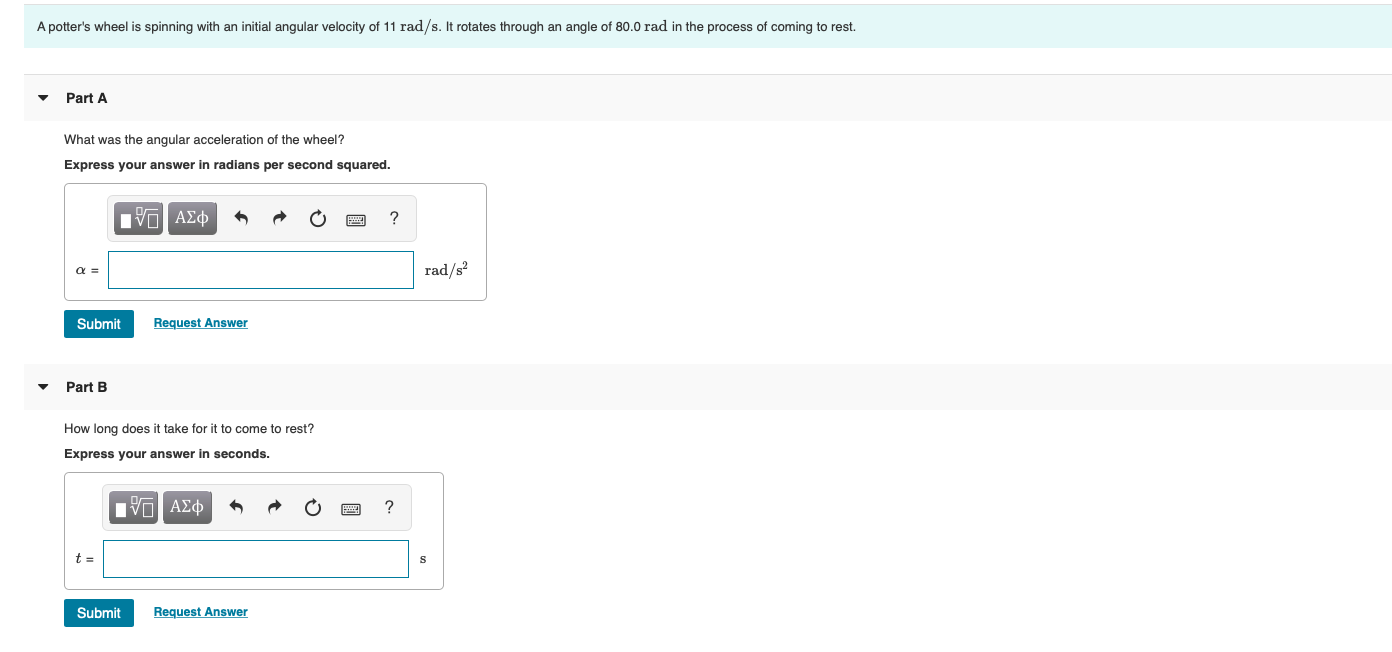 Solved A potter's wheel is spinning with an initial angular