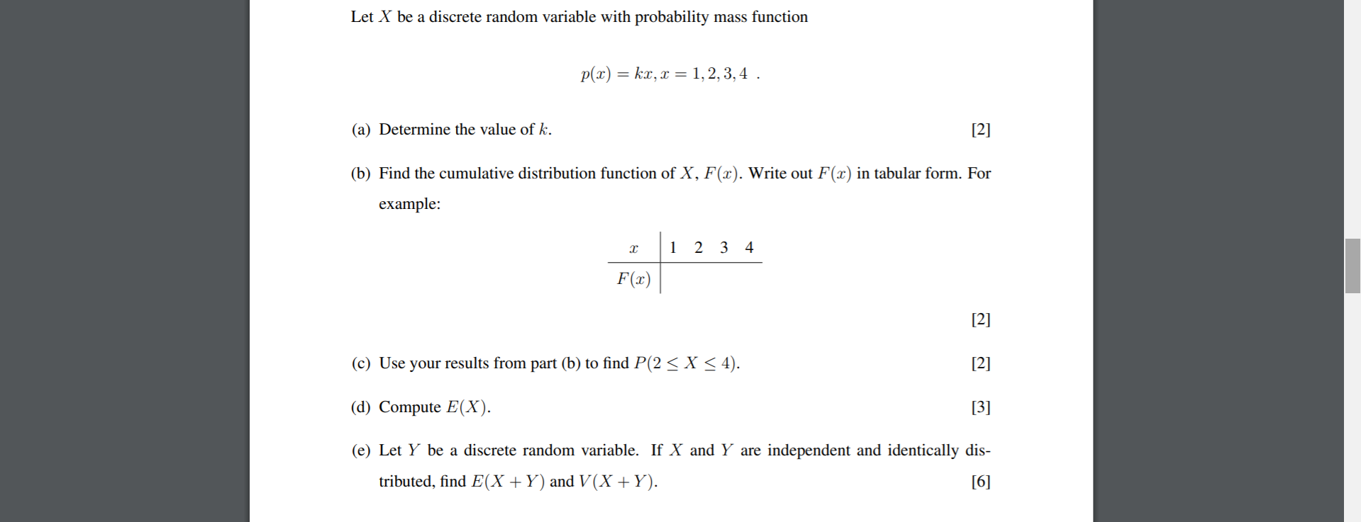 Solved Let X Be A Discrete Random Variable With Probability | Chegg.com