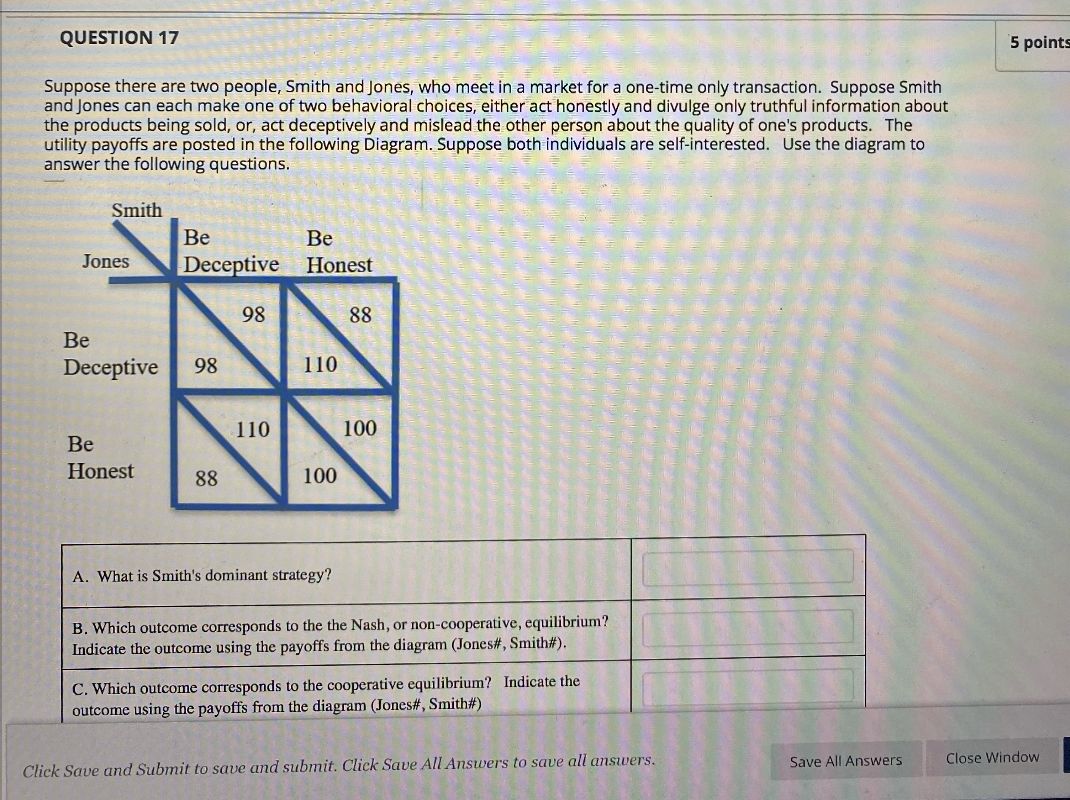 Solved QUESTION 17 5 points Suppose there are two people, | Chegg.com