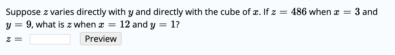 Solved Suppose Z Varies Directly With Y And Directly With