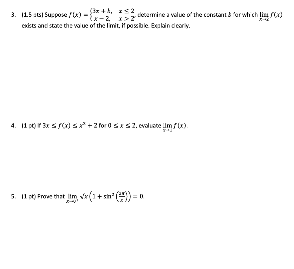 Solved 3 1 5 Pts Suppose F X 3x B X≤ 2 X 2 X