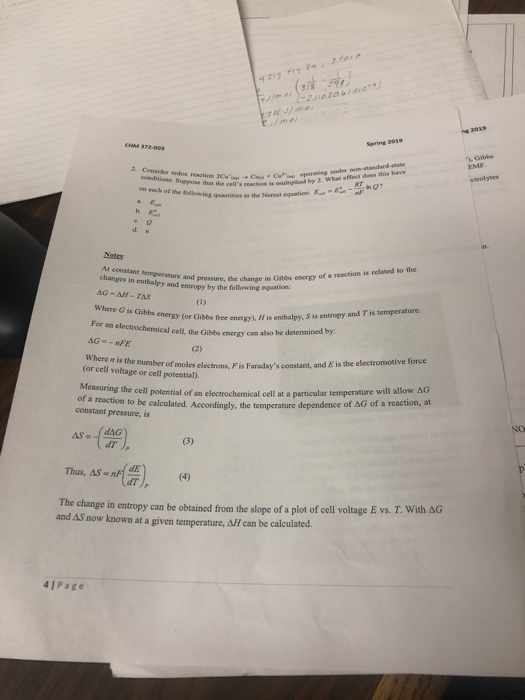 Electrochemistry Voltaic Cells Lab Report