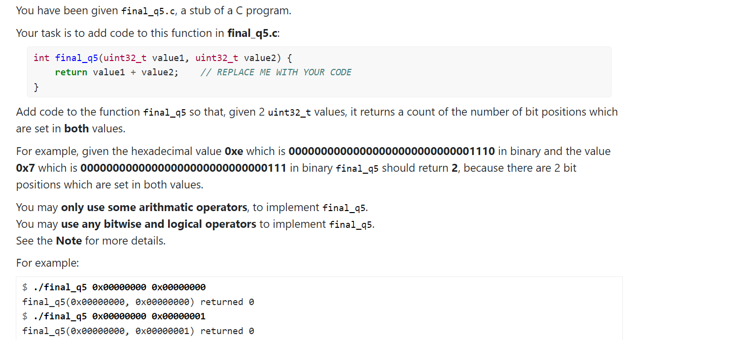 Solved You have been given final_95.c, a stub of a C | Chegg.com