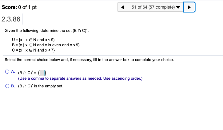 Solved Homework: Section 2.3 Score: 0 of 1 pt 49 of 64 (57 | Chegg.com