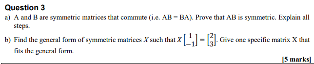 Solved Question 3 A) A And B Are Symmetric Matrices That | Chegg.com