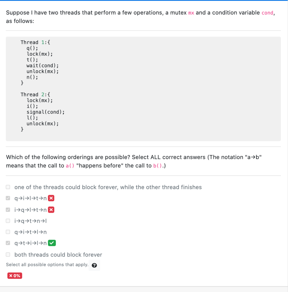 Solved Suppose I have two threads that perform a few | Chegg.com