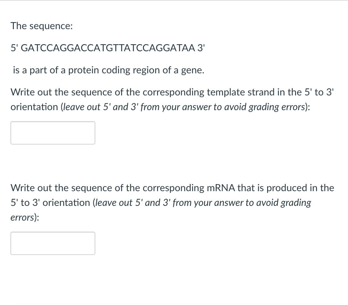 is a part of a protein coding region of a gene. Write | Chegg.com