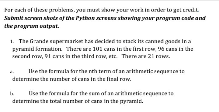 Solved For each of these problems, you must show your work | Chegg.com