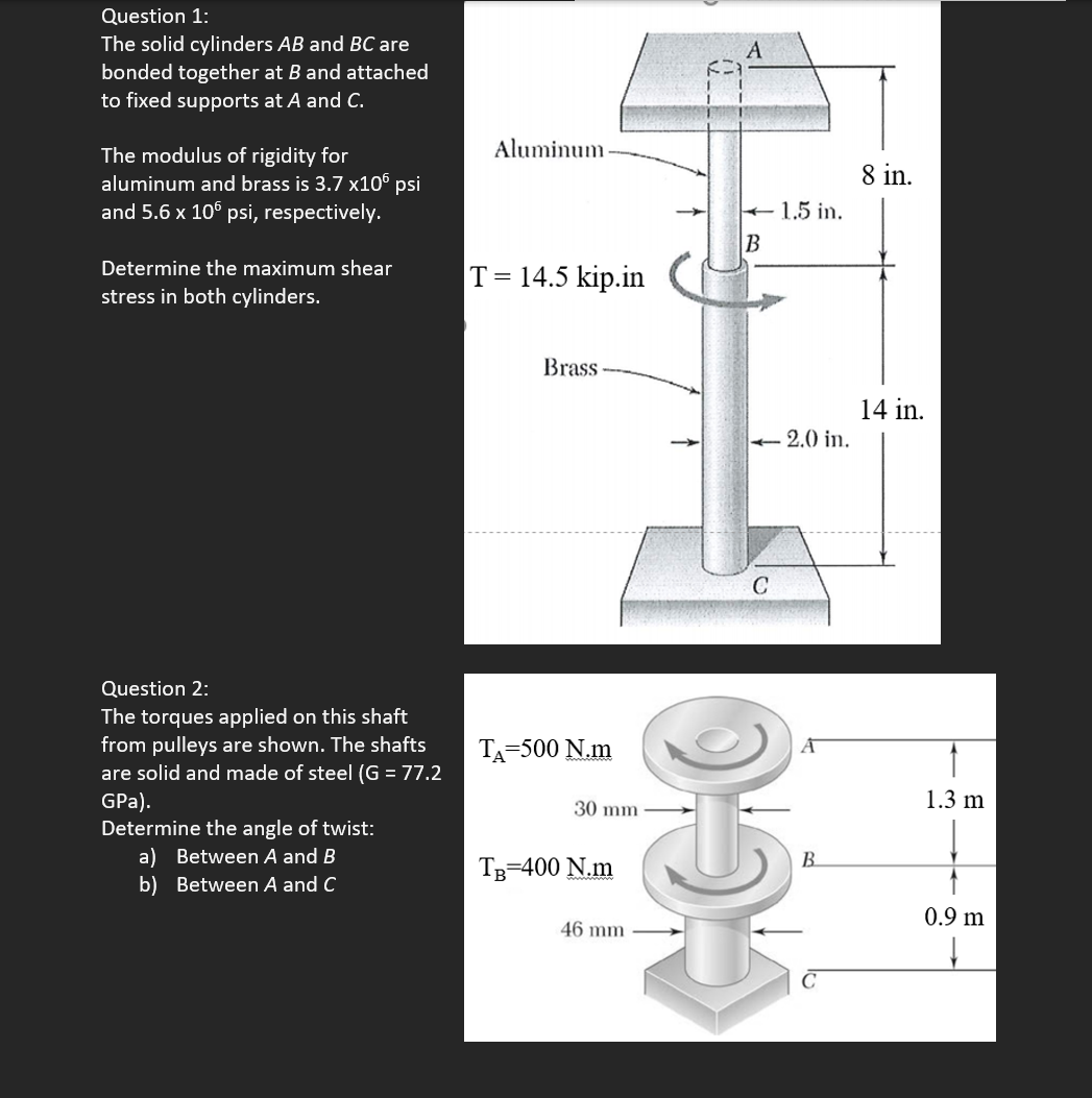 Solved Question 1: The Solid Cylinders AB And BC Are Bonded | Chegg.com