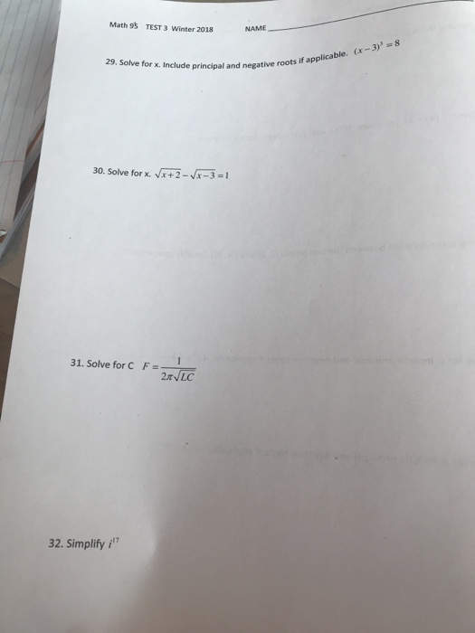 Solved Math 95 TEST 3 Winter 2018 NAME 20. Draw the general | Chegg.com