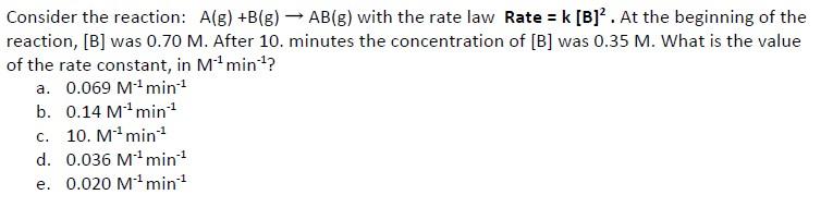 Solved Consider The Reaction: A( G)+B( G)→AB( G) With The | Chegg.com