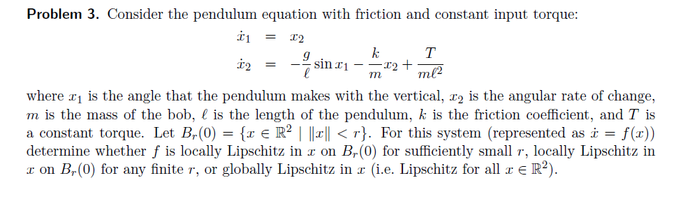 Problem 3. Consider the pendulum equation with | Chegg.com