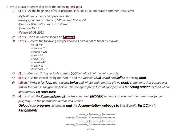 Solved A) Write a Java program that does the following: (41 | Chegg.com