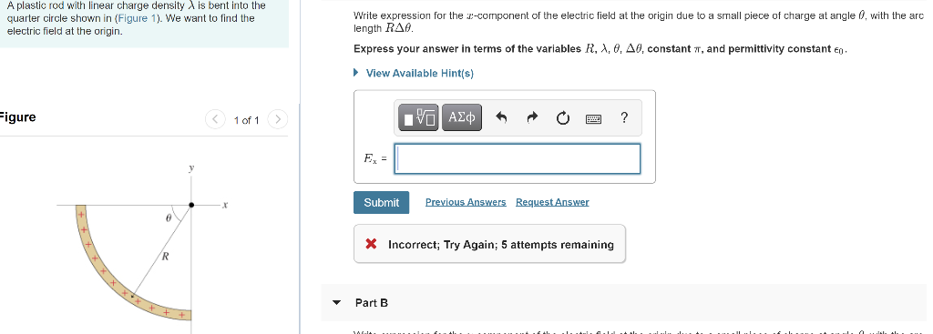 Solved A plastic rod with linear charge density is bent into | Chegg.com