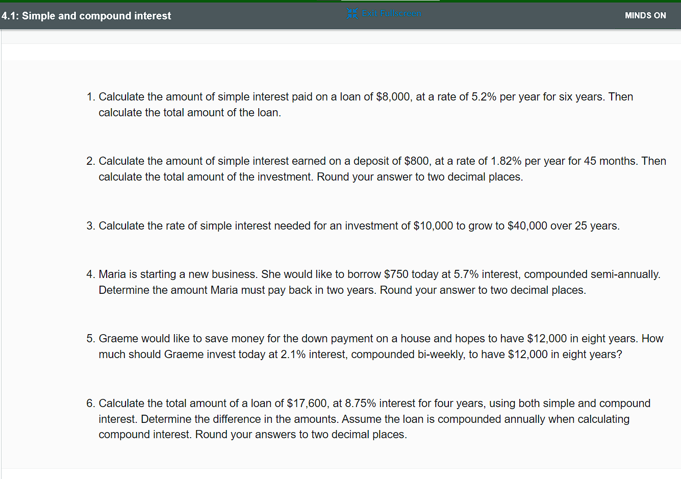 Solved 1. Calculate The Amount Of Simple Interest Paid On A | Chegg.com