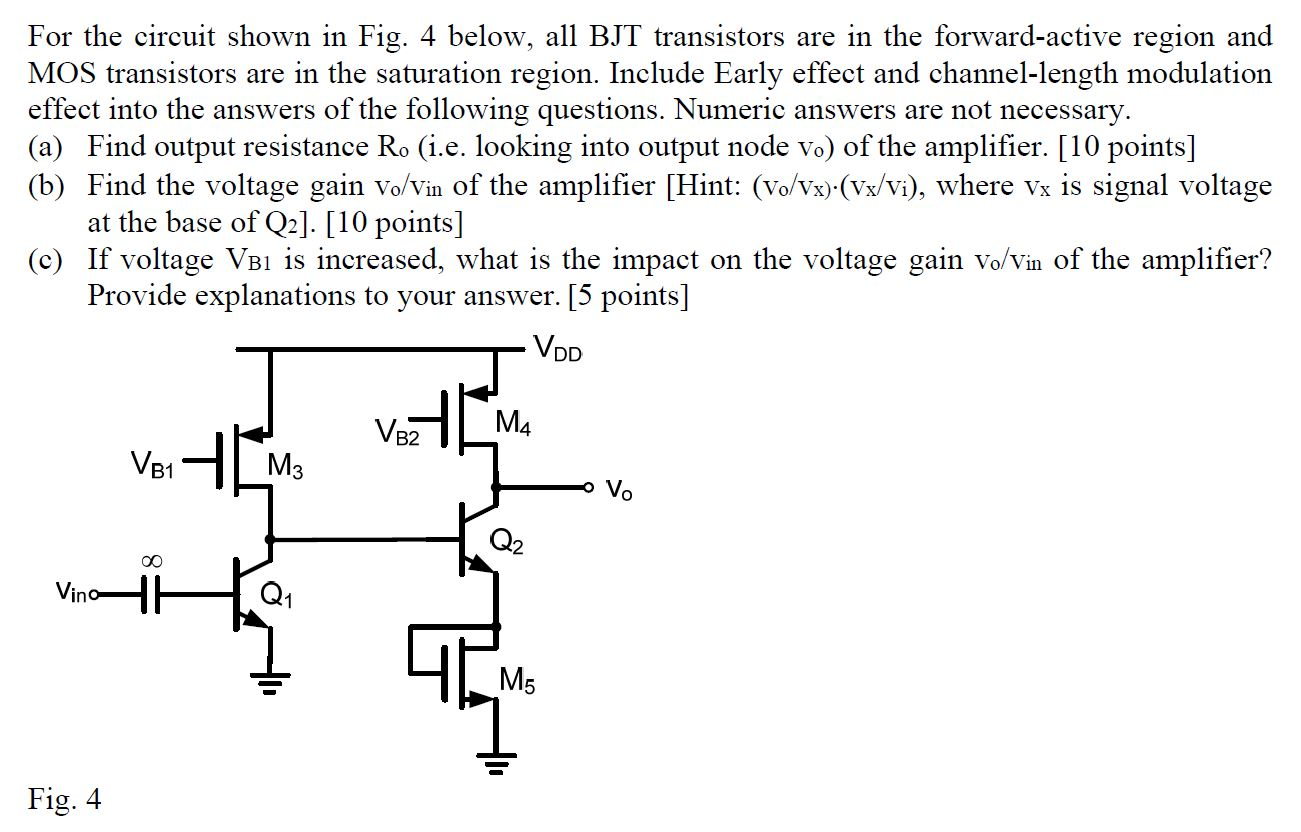 Solved For the circuit shown in Fig. 4 below, all BJT | Chegg.com