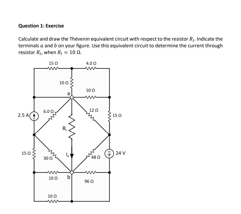 Calculate and draw the Thévenin equivalent circuit | Chegg.com