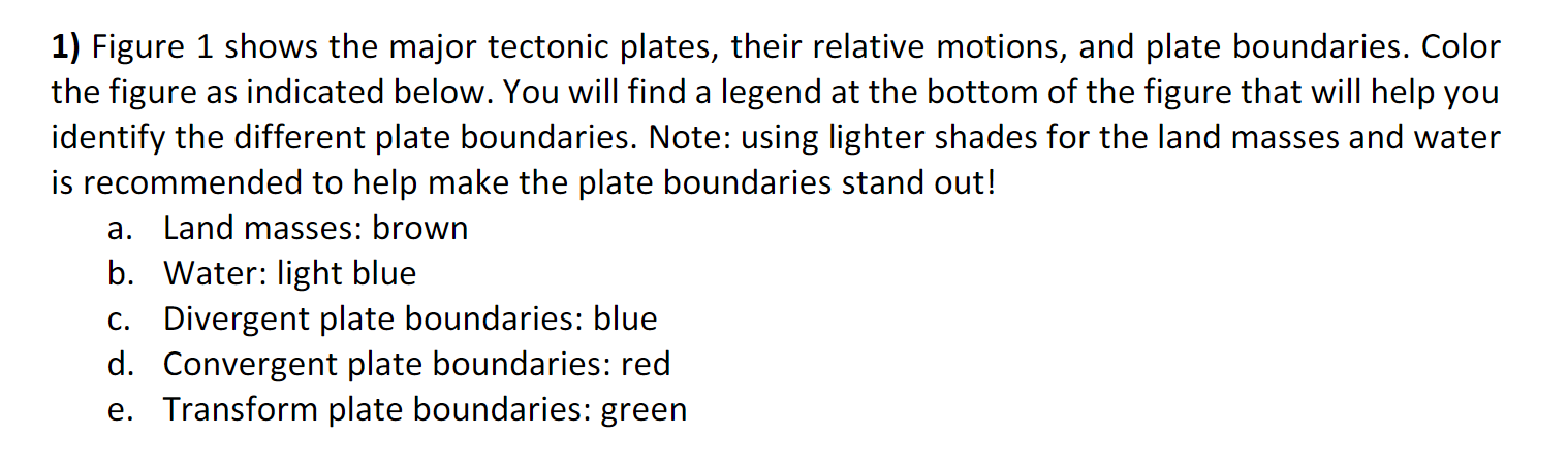 Solved 1) Figure 1 shows the major tectonic plates, their | Chegg.com