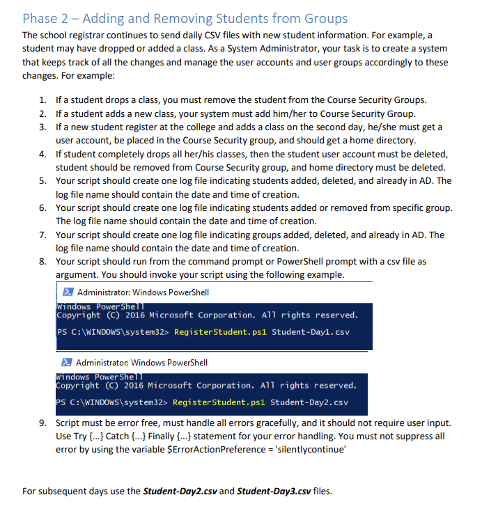 Phase 2 - Adding and Removing Students from Groups | Chegg.com
