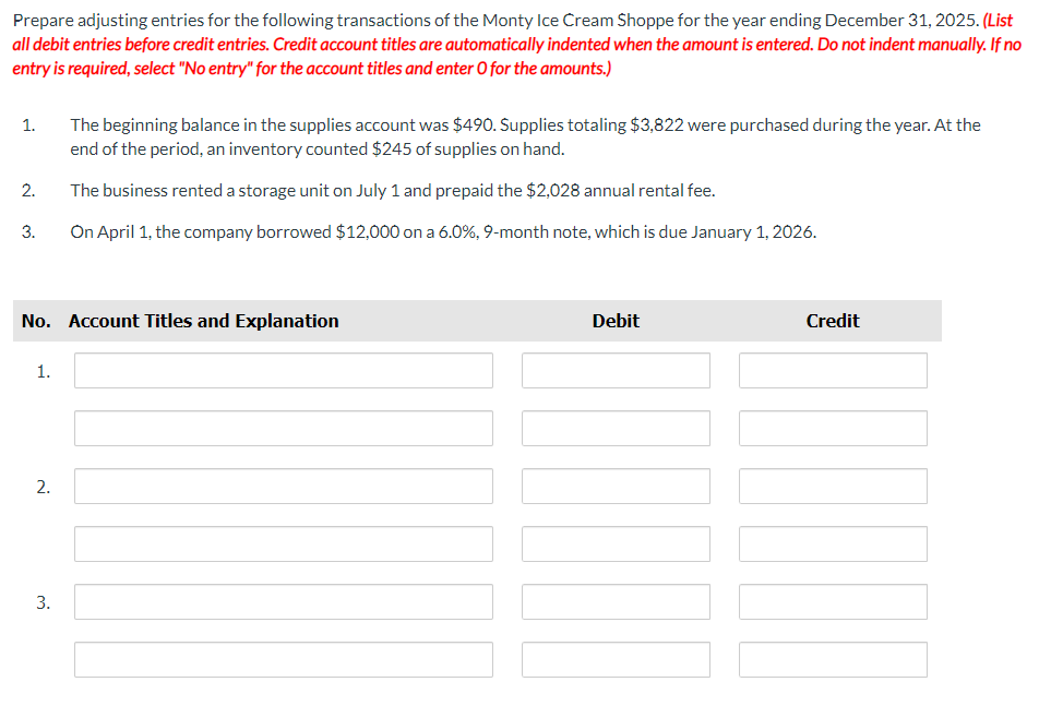 Solved Prepare Adjusting Entries For The Following | Chegg.com