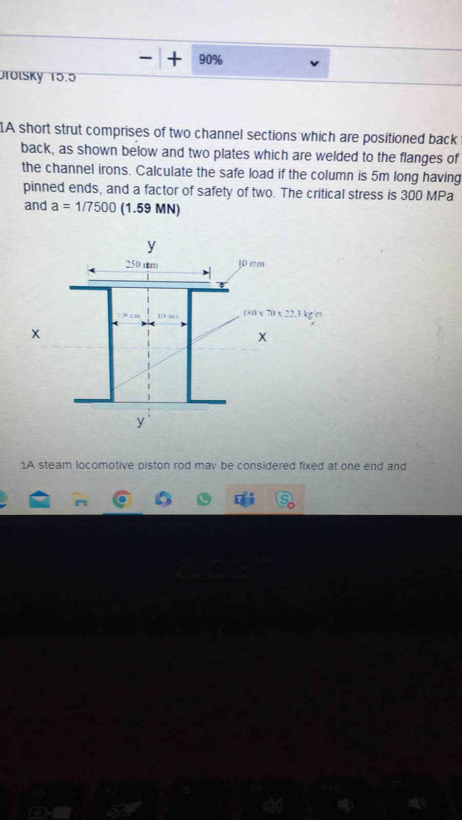 A short strut comprises of two channel sections which | Chegg.com