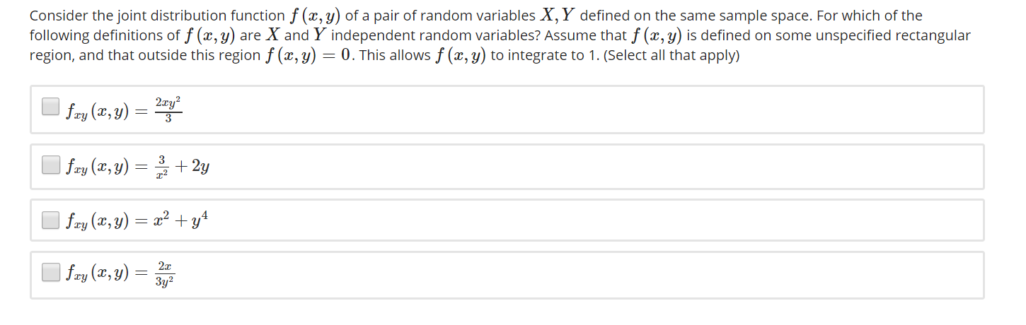Solved Consider the joint distribution function f (x,y) of a | Chegg.com