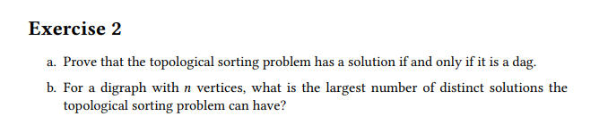 Solved a. Prove that the topological sorting problem has a | Chegg.com