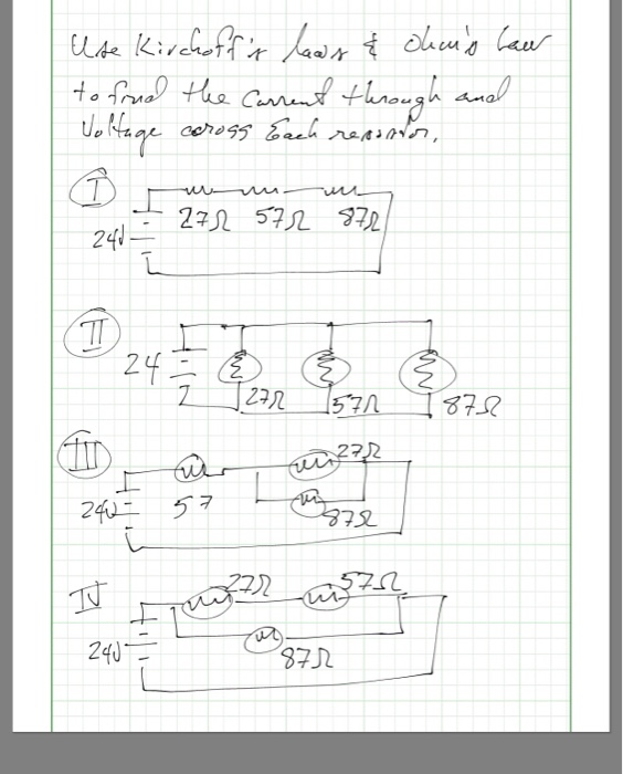 Solved use Kirchhoff’s laws and ohms law to find current