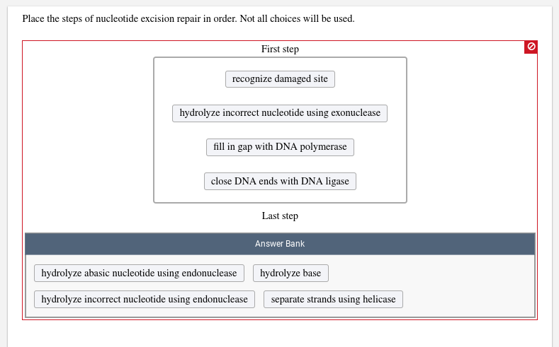 Solved Place the steps of nucleotide excision repair in | Chegg.com