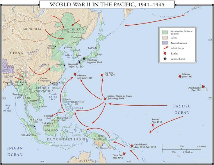 Solved Look at the map below of the war in the Pacific. Pay | Chegg.com