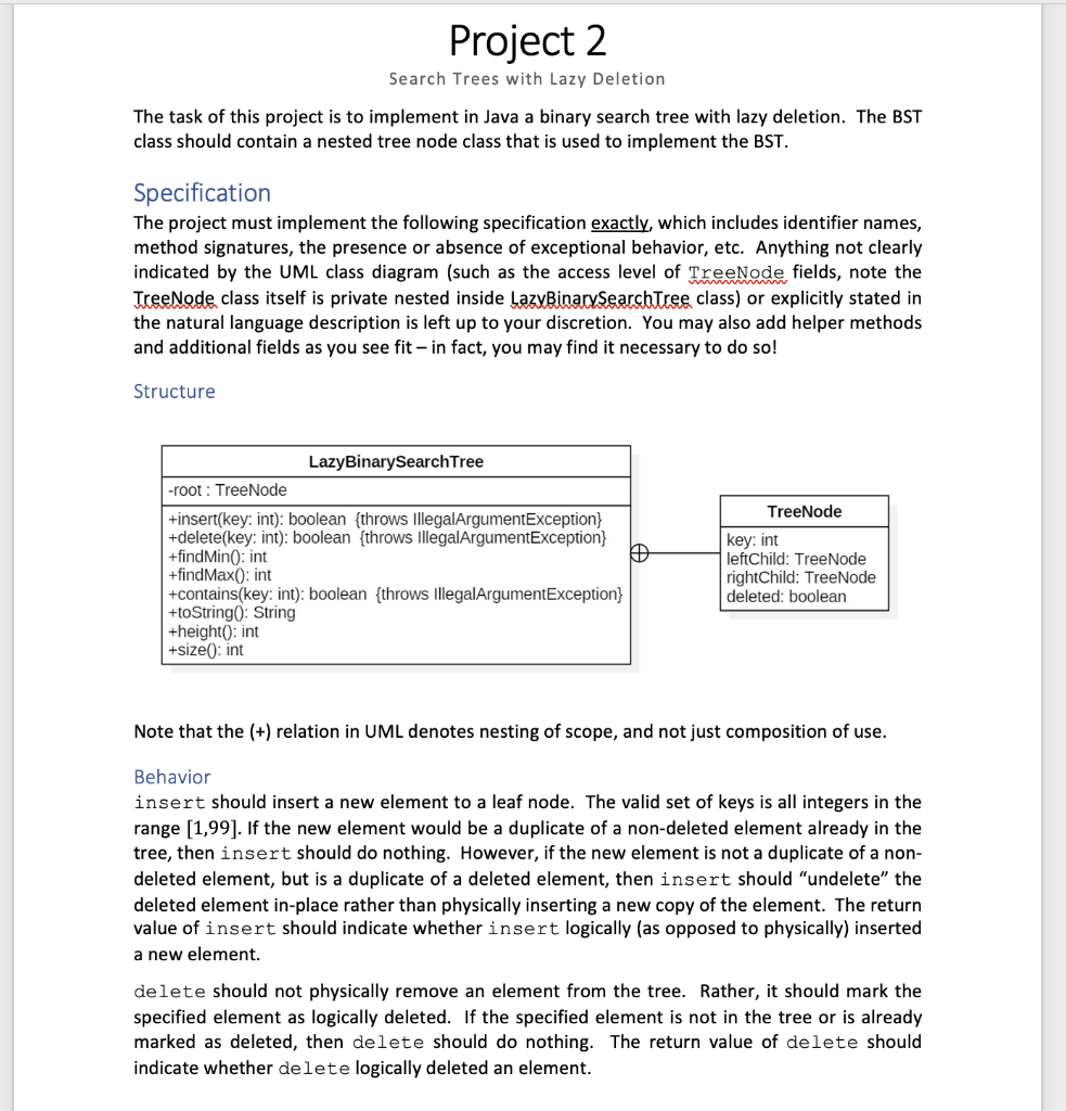 Solved The task of this project is to implement in Java a | Chegg.com
