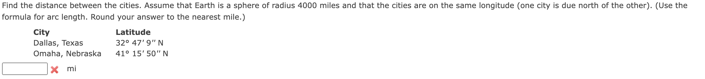 Solved Find the distance between the cities. Assume that | Chegg.com