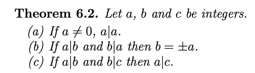 Solved Theorem 6.2. Let A, B And C Be Integers. (a) If A # | Chegg.com