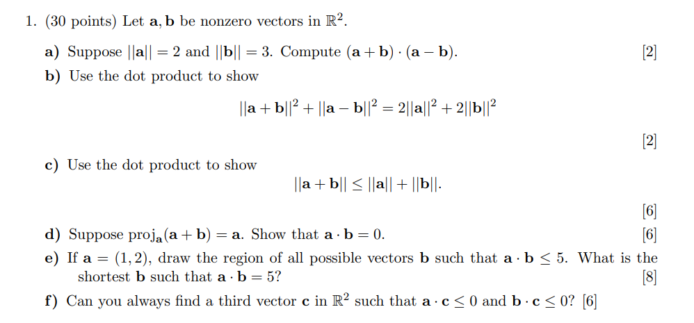 Solved [2] 1. (30 Points) Let A, B Be Nonzero Vectors In R2. | Chegg.com