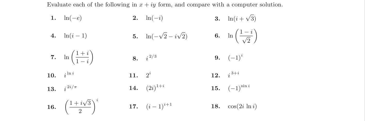 Solved Evaluate each of the following in x+iy form, and | Chegg.com