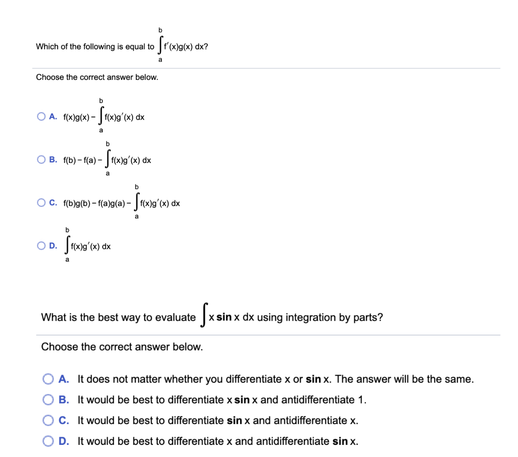 Solved Which Of The Following Is Equal To G X Dx Choos Chegg Com