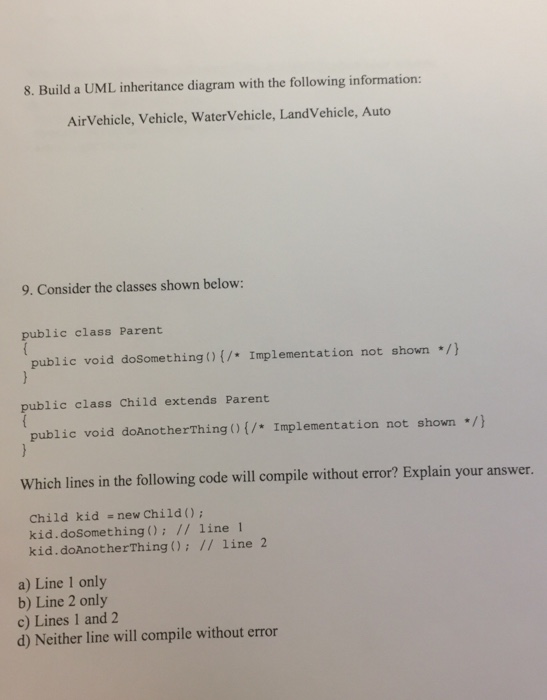 Solved Consider the classes shown below: public class | Chegg.com
