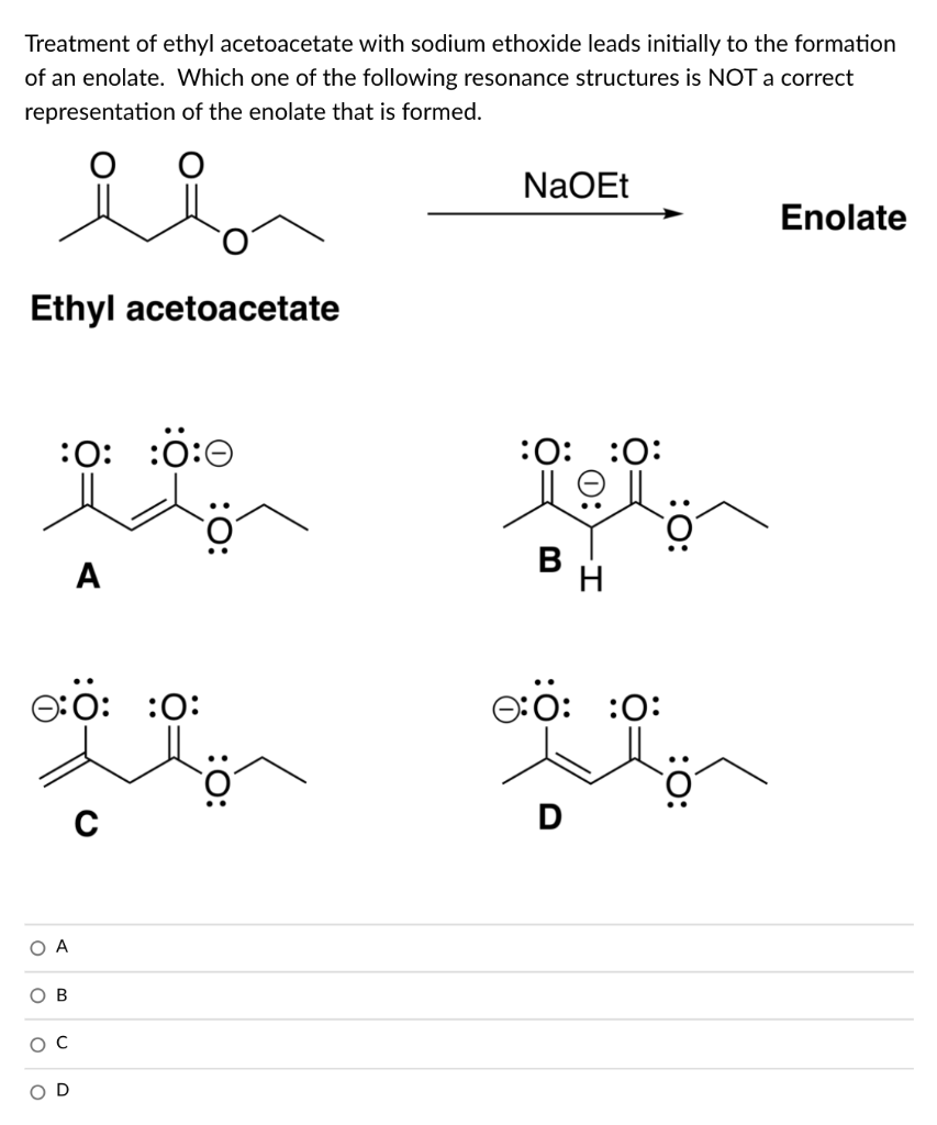 Solved Treatment Of Ethyl Acetoacetate With Sodium Ethoxide 6631