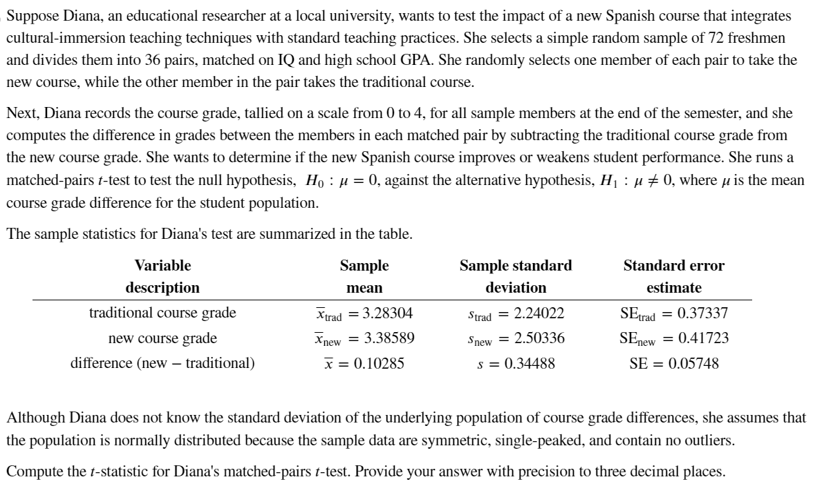 Solved Suppose Diana, an educational researcher at a local