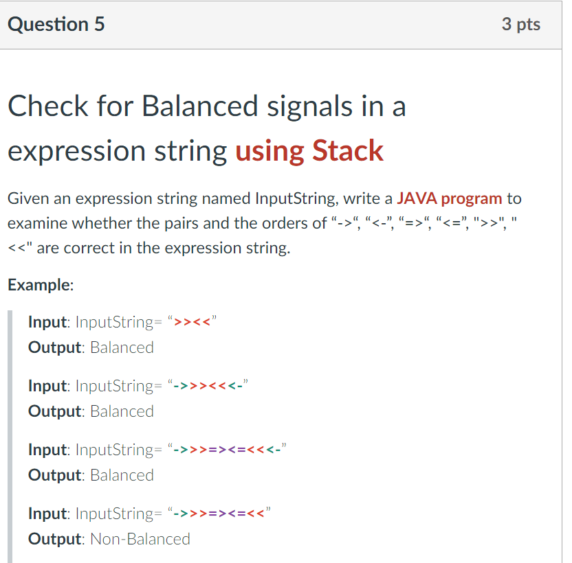 Solved Question 5 3 pts Check for Balanced signals in a