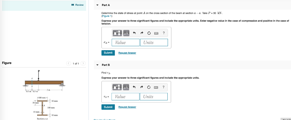 Solved Review Part A Determine The State Of Stress At Point 