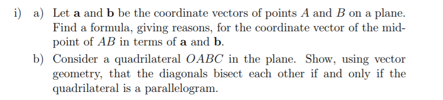 Solved I) A) Let A And B Be The Coordinate Vectors Of Points | Chegg.com