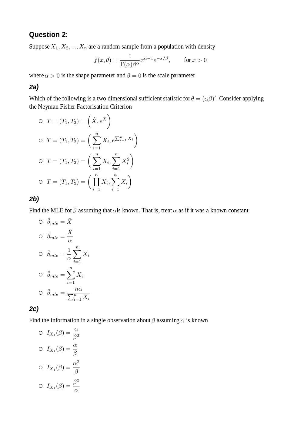 Solved Question 2: Suppose X1, X2, ..., Xn Are A Random | Chegg.com