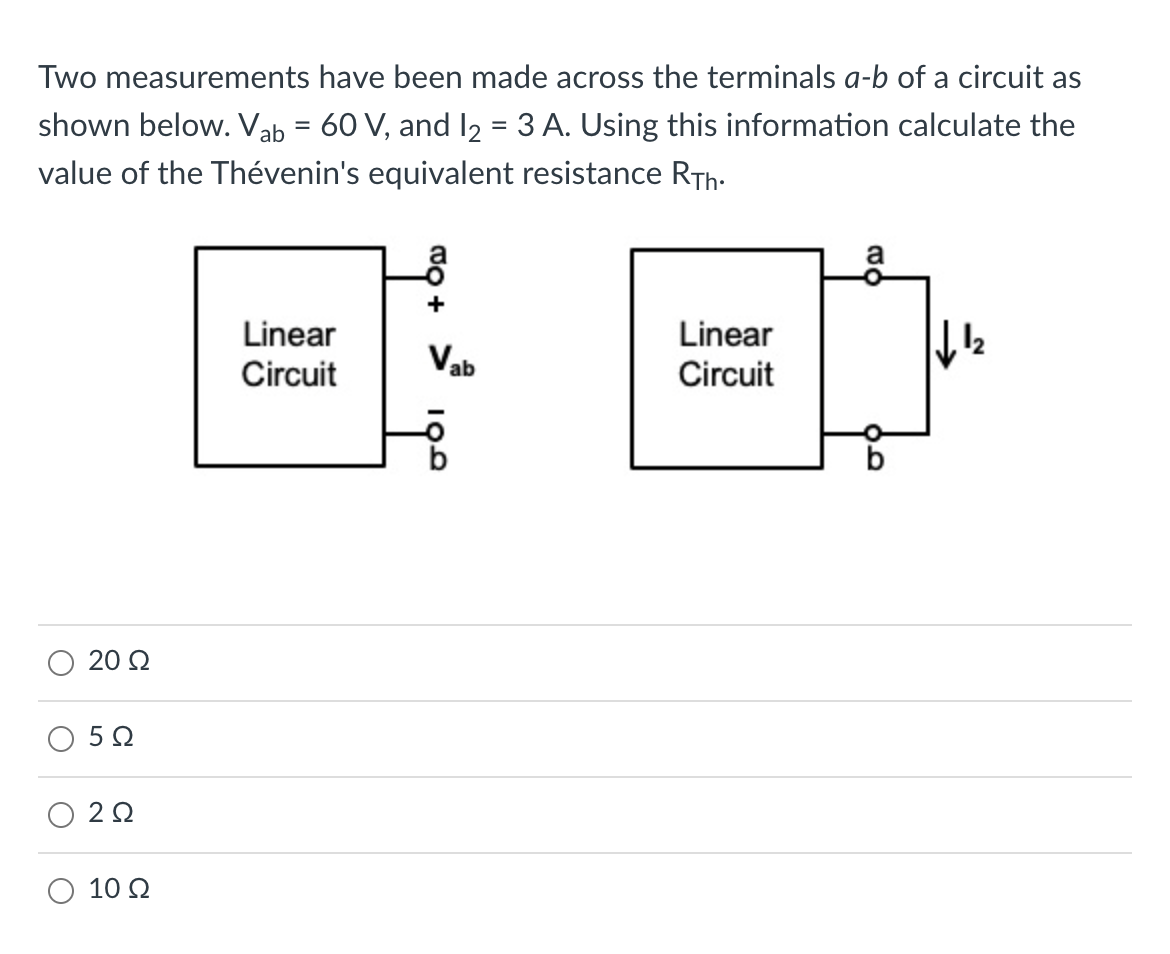 Solved Two measurements have been made across the terminals | Chegg.com