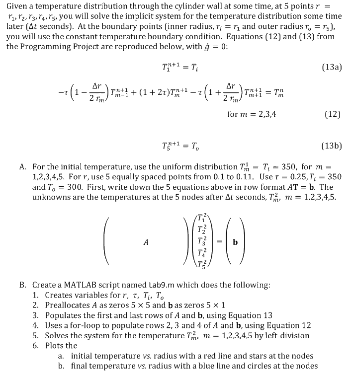Given a temperature distribution through the cylinder | Chegg.com