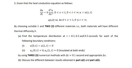 Solved 3. Given That The Heat Conduction Equation As | Chegg.com