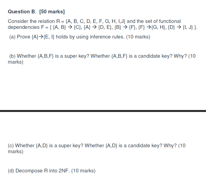 Solved Question B. [50 Marks] Consider The Relation R = {A, | Chegg.com