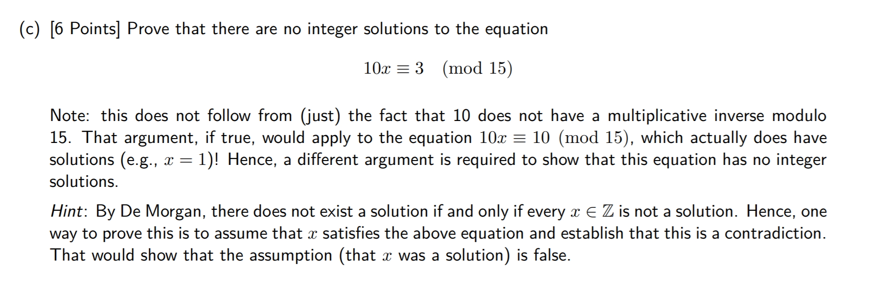 Solved C 6 Points Prove That There Are No Integer Sol Chegg Com