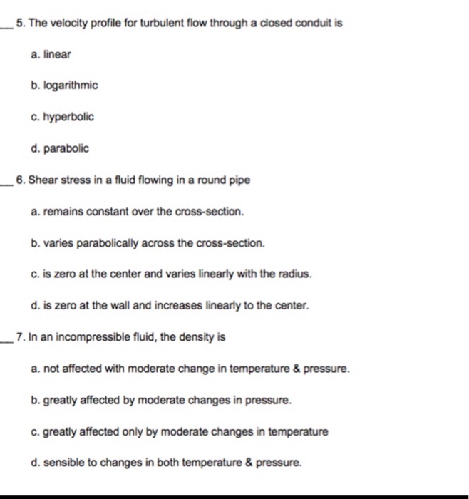 Solved 5. The velocity profile for turbulent flow through a | Chegg.com