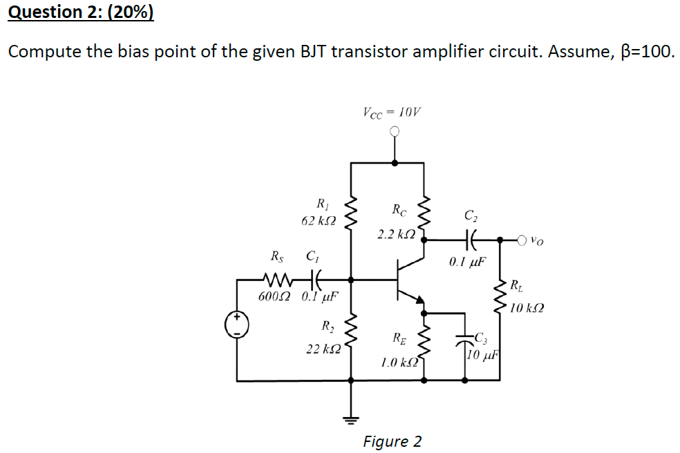 Solved Compute The Bias Point Of The Given Bjt Transistor 